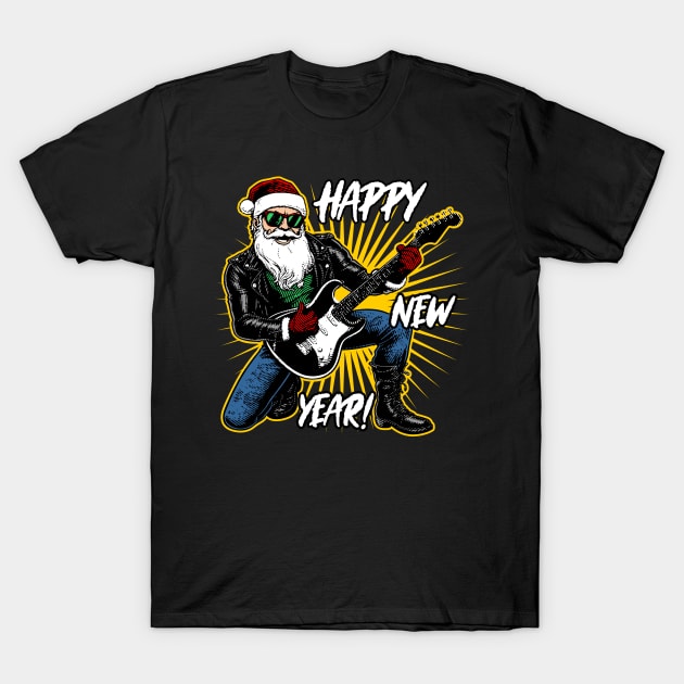 Happy New Year! / Santa is a rocker T-Shirt by Night Day On Off